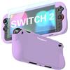 Teyomi Custodia protettiva in silicone compatibile con Nintendo Switch 2, Cover antiurto per Nintendo Switch 2 con pellicola protettiva in vetro temperato, custodia ergonomica per Switch 2 (Viola)