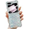 LCHULLE Custodia Glitter Compatibile con Samsung Galaxy Z Flip6 5G Cover Ragazze Custodia con Lucida Paillettes Cover Silicone Protettiva Antiurto Bling Case per Samsung Z Flip6 5G Bianco
