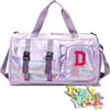 VOUSXLLEZ Borsone da Viaggio, Bagaglio a Mano Borsa da Viaggio con Scomparto per le Scarpe,Borsa per Attrezzatura Sportiva con Zip,45 x 26x 21 cm,26 toppe ricamate con lettere Adesivi