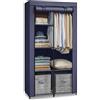 SONGMICS Guardaroba in Tessuto, Armadio Pieghevole, 6 Ripiani e 1 Barra Appendiabiti, Struttura in Metallo, 45 x 88 x 168 cm, per Camera da Letto, Cabina Armadio, Blu Scuro RYG084I02