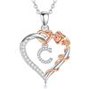 EUDORA Harmony Ball Collana con Iniziale a Forma di Cuore Placcata in Rame Rodiato con Zirconi Cubici per Donna, Ciondolo a Forma di Fiore in Oro Rosa con Lettera C Alfabeto Dalla C Regalo, 18+2