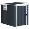 Outsunny Casetta da Giardino 2.6m² in Acciaio Zincato con 2 Prese d'Aria e Finestra Trasparenti, Capanno Porta Attrezzi con Tetto Inclinato, Porta Bloccabile, Impermeabile e Anti UV, Grigio Scuro