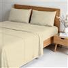 Italian Bed Linen Completo letto WATER WASHED Matrimoniale in Microfibra, Set Lenzuola Letto Matrimoniale 4 pezzi Lenzuolo Sotto con Angoli 170x200, Lenzuolo Sopra 240x270, Coppia federe - CREMA
