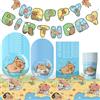 KDFSSIPE Decorazioni da Tavola Capybara, Capybara Party Decorations Set, Piatti, Bicchieri, Tovaglioli, Banner, Capy-bara Compleanno Kit, Accessori Per Feste Capy-bara