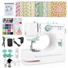 Aischens Macchina da Cucire Elettrica Portatile con Piede a Doppio Ago Intercambiabile, 12 Punti Regolabili, Kit Completo con 20 Stoffe Floreali, Pedale & 60+ Accessori per Principianti, Fai da Te