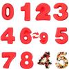YXHZVON 9 Pezzi Stampo per Torte con Numeri Grandi, 0-8 Stampo in Silicone con Numeri, Stampo da Pasticceria Digitale da 25cm per DIY Matrimonio Festa Compleanno, torta alla frutta (Rosso)