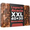 Matakumi Tagliere Legno - Tagliere in Legno di Acacia con Manici Laterali, Scanalatura per Il Succo e Legno di Testa per Mantenere Il Coltello Affilato - A Due Lati (40 x 30 x 3 cm)