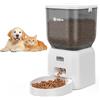 Olfjurk - Mangiatoia automatica per gatti, 4 l, distributore automatico di cibo per gatti, 1-6 pasti per gatti e cani di piccola taglia media, doppia alimentazione, rimovibile, lavabile, bianco