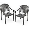 COSTWAY Set di 2 Sedie da Esterno in Alluminio Pressofuso, Sedie da Pranzo Impilabili con Braccioli, Sedie da Esterno in Alluminio Pressofuso per Balcone, Cortile, Giardino (Bronzo)