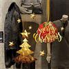 kina - UVNT0170 Vetrofanie Natalizie Adesivi Decorazione Vetrine Negozi Trasparente Removibile Riposizionabile - Albero Natale Ing Merry Christmas Buone Feste Happy New Year 90x35 cm