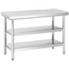 Royal Catering Tavolo acciaio inox - ECO - 120 x 60 cm - 600 kg - Ripiano intermedio - Royal Catering RCWT-120X60-3L-E