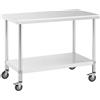 Royal Catering Tavolo inox con ruote - PREMIUM - 60 x 120 cm - 158 kg - Royal Catering RCAT-120/60-W