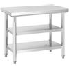 Royal Catering Tavolo acciaio inox - ECO - 100 x 70 cm - 600 kg - Ripiano intermedio - Royal Catering RCWT-100X70-3L-E