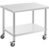 Royal Catering Tavolo inox con ruote - PREMIUM - 70 x 100 cm - 155 kg - Royal Catering RCAT-100/70-W
