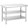 Royal Catering Tavolo acciaio inox - ECO - 120 x 70 cm - 600 kg - Ripiano intermedio - Royal Catering RCWT-120X70-3L-E