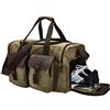 BRASS TACKS Leathercraft Borsone da Viaggio Impermeabile Uomo Donna in Tela Cerata e Pelle Vintage, Borsa da Viaggio 40L con Scomparto Scarpe Separato, Duffle Bag per Palestra, Sport, Weekend, Trekking