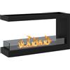 HOMCOM Camino Bioetanolo a 3 Lati con Bruciatore da 2.4L e Durata 4 Ore, Copertura 30㎡, 100x30x55cm, Nero