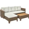 Outsunny Salotto da Giardino in Rattan PE con Divano 2 Posti, Chaise Longue e Tavolino da Caffè, Crema