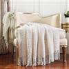 CREVENT Coperta lavorata a maglia, per divano, sedia, letto, decorazione per la casa, morbida, calda, accogliente, leggera (127 x 152 cm, panna/bianco)