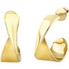 Breil, Collezione Retwist, Orecchini Donna Hoop in Acciaio Lucido IP Gold, con Forma Fluida e Sinuosa, Pratica Chiusura a Farfalla, Idee Regalo Donna, 23 mm, Colore Gold