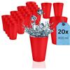 S&S-Shop 20 bicchieri riutilizzabili in plastica da 0,4 l, colore rosso