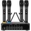 LiNKFOR Microfono Wireless Professionale Sintonizzabile UHF Sistema Microfonico Wireless a 4 Canali con Bluetooth 4.2 Microfono Senza Fili Professionale Frequenza Selezionabile 50*4 Canali per Canto