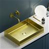 KAMALU Lavabo appoggio rettangolare in acciaio finitura oro | KSA-550G