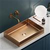 KAMALU Lavabo appoggio rettangolare in acciaio finitura oro rosa | KSA-550GR