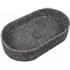 KAMALU Lavabo da appoggio ovale con finitura terrazzo nero | KTERL-600N