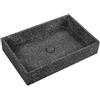 KAMALU Lavabo da appoggio rettangolare con finitura terrazzo nero | KTERD-600N