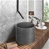 KAMALU Lavabo da appoggio cilindrico alto con finitura terrazzo grigio cemento| KTERC-400GR