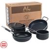 Agnelli AlBlack 5mm Batteria Pentole Antiaderenti a Induzione In Alluminio Set 5 Pz