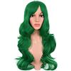 MapofBeauty 24 Pollice Frangia Laterale Lungo Ricci Parrucche,Erba Verde | 60 cm,Moda,Signora,Donna