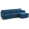 Talamo Italia -Divano letto con penisola Virgilia, Sofà angolare trasformabile per salotto, imbottito, sfoderabile, Qualità 100% Made in Italy, 260x160 h90 cm, Blu