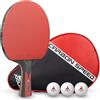 JOOLA Carbon Speed Racchetta da Ping Pong Professionale + 3 Palline + 1 Borsa Portable da tennis da tavolo, rosso/nero, 5pz