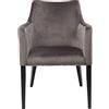 Kare Design Black Mode Velvet Sedia con Braccioli, Grigio, 87x58x67cm