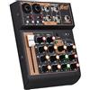 YIWEOG Mixer Audio Console Mixer DJ Portatile a 4 canali Mini Scheda di missaggio Audio con USB BT 48V Alimentazione Phantom EQ a 3 Bande Pulsante Loopback Console Audio per spettacoli dal Vivo Feste