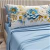 PETTI Artigiani Italiani - Lenzuola in Cotone con Federe in Stampa Digitale, Matrimoniale Maxi, Completo Lenzuolo Sopra e Sotto con Angoli, Ceramic 03 Azzurro, 100% Made in Italy