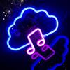 Fespcj Coppia di note musicali e nuvole, logo neon LED blu + rosa, design carino, doppia batteria USB/AA, bar, partito, luci della decorazione domestica, regalo di vacanza