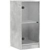 vidaXL Mobile con Ante in Vetro Grigio Cemento 35x37x75,5 cm