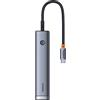 BASEUS HUB USB-C BASEUS UltraJoy Series 6Port AIR Space Grey, Type-C to 1 x HDMI 4K@60Hz, 2 USB 3.0 + USB2.0 PD