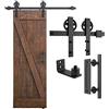 SMARTSTANDARD Kit hardware per porta scorrevole da 1,5 m, colore nero, (l'intero set include 1 set di maniglie e 1 guida per pavimento) per pannello porta largo 76,2 cm (grandi ganci per ruote