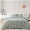 Catherine Lansfield Set copripiumino singolo reversibile in cotone spazzolato a righe con federa verde