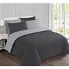 Vision - Parure Copripiumino in Flanella Antracite/Grigio - Reversibile - Copripiumino 200 x 200 cm con 2 federe assortite 65 x 65 cm - 100% Cotone Flanella