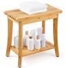 VEVOR Panca da Doccia in Bambù 485 x 288 x 465 mm Sgabello da Doccia Impermeabile, Capacità di 149,7 kg Organizzatore per Sedile da Bagno Idromassaggio, per Adulti Anziani