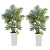 VEVOR Palma Areca Artificiale 1219 mm, Confezione da 2, Pianta Tropicale Finta con Fioriera Bianca Alta, Pianta Finta in Seta da Pavimento in Vaso, Grandi Alberi per Casa, Ufficio, Interno ed Esterno