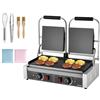 VEVOR Griglia Elettrica per Panini 3600W, Piastra per Panini Sandwich Piastra Smaltata Piatta 48x23cm, Piastra Doppia in Acciaio Inox, Maniglia, Controllo della Temperatura, per Hamburger, Bistecche