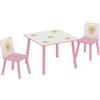 AIYAPLAY Set Arredo Cameretta con Tavolo e 2 Sedie, Altezza Adatta per Bambini da 3-8 Anni con Fantasia a Stelle, Rosa | Aosom Italy