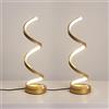 Mille Lucciole 2 Pezzi Lampada da Comodino a Spirale LED Lampade da Tavolo Moderno Oro 16W 4500K Luce Naturale Protezione Degli Occhi Lampada da Scrivania Curvo Per Camera da Letto Soggiorno Spina UE 220V