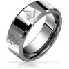 Bling Jewelry Anello da matrimonio massonico in titanio con squadra e compasso per uomini, tono argento lucido, vestibilità comoda 8MM